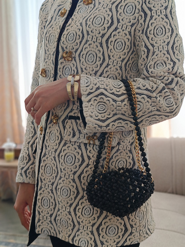 مینی بگ مرواریدی طرح قلب